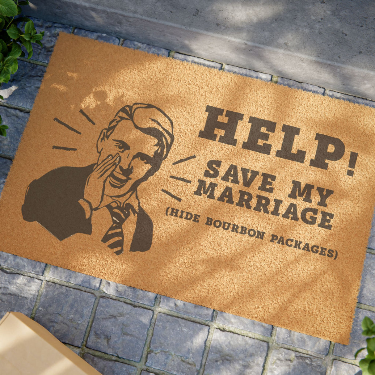 Aidez à sauver mon mariage Tapis de porte Cacher les paquets de bourbon