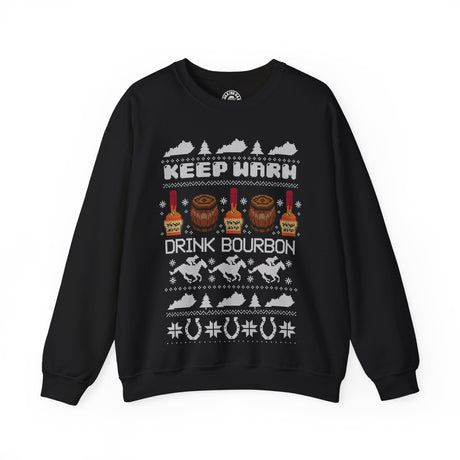 Keep Warm Drink Bourbon Ugly Christmas Sweater